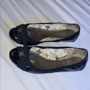 Coach Black Patent Leather Ballet Flats 7 with metal detail